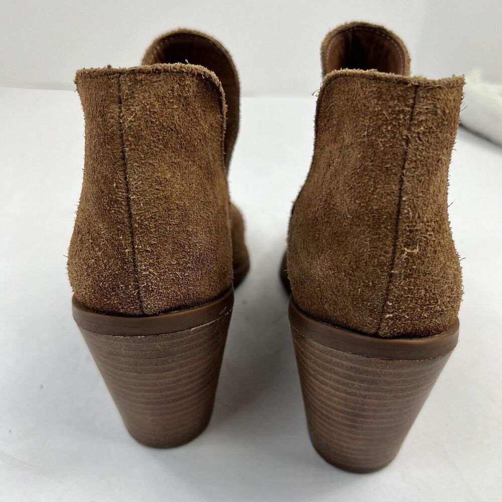 Steve Madden Brown Suede AKER Bootie Ankle Boots 8.5 Side Cuts Pointed - Picture 9 of 11